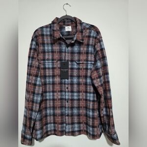 7 Diamonds Generation Long Sleeve Soft Flannel Shirt XL Blue Brick